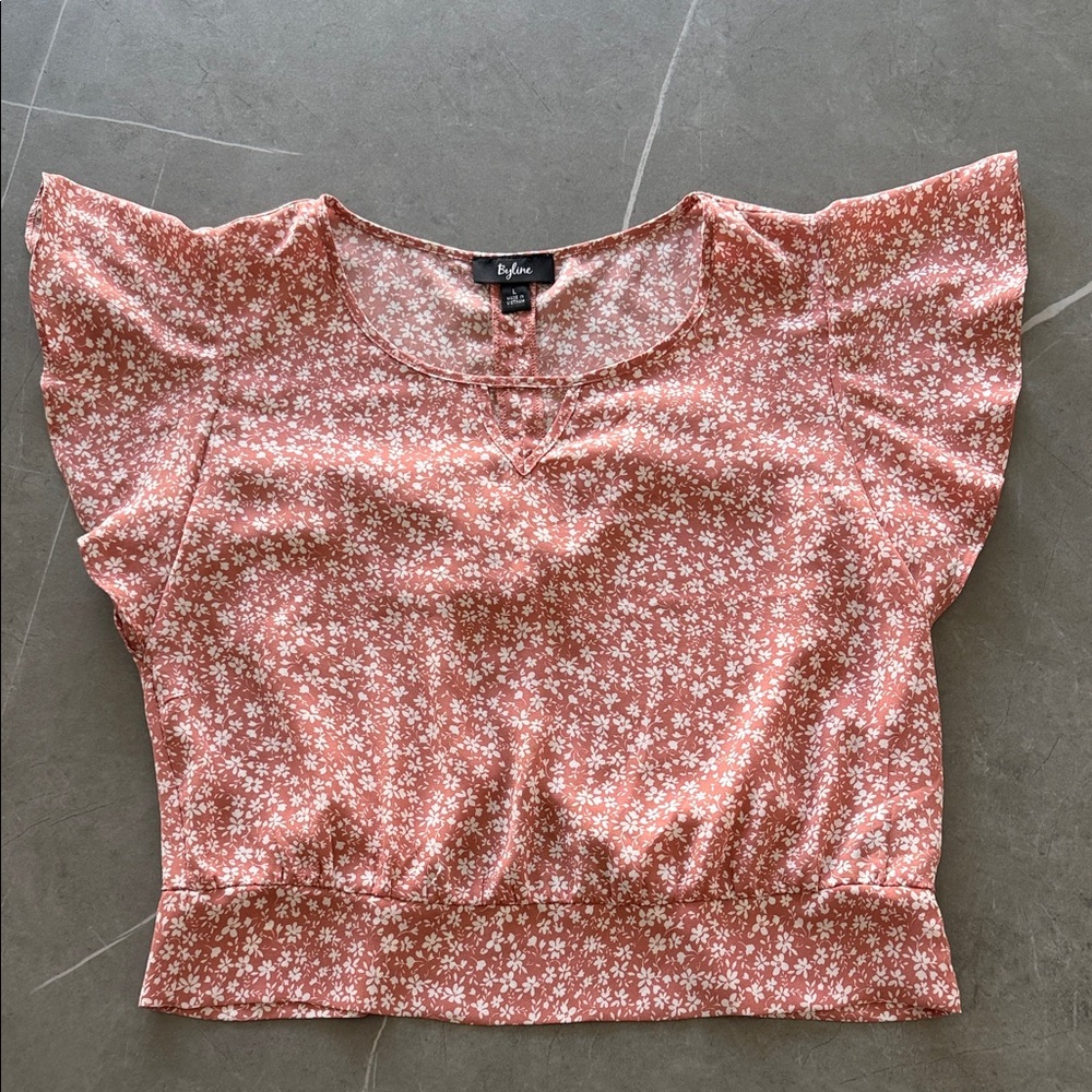 Floral Pink Women's Top with ties in the back